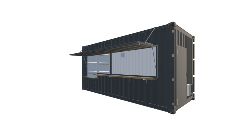 Seecontainer 20 Fuß HighCube Kiosk Container - Screenshot - Vorne Rechts