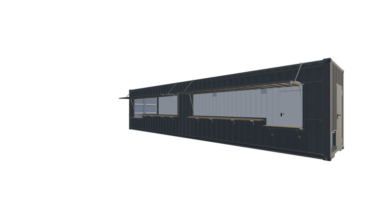 Seecontainer 40 Fuß HighCube Kiosk Container - Screenshot - Vorne Rechts
