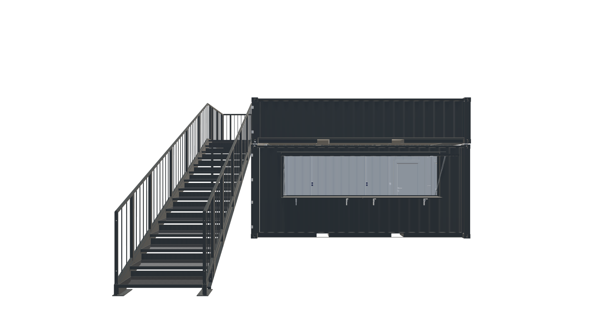 20 Fuß Kiosk Container mit Dachterrasse - Variante 2 Screenshot - Frontal