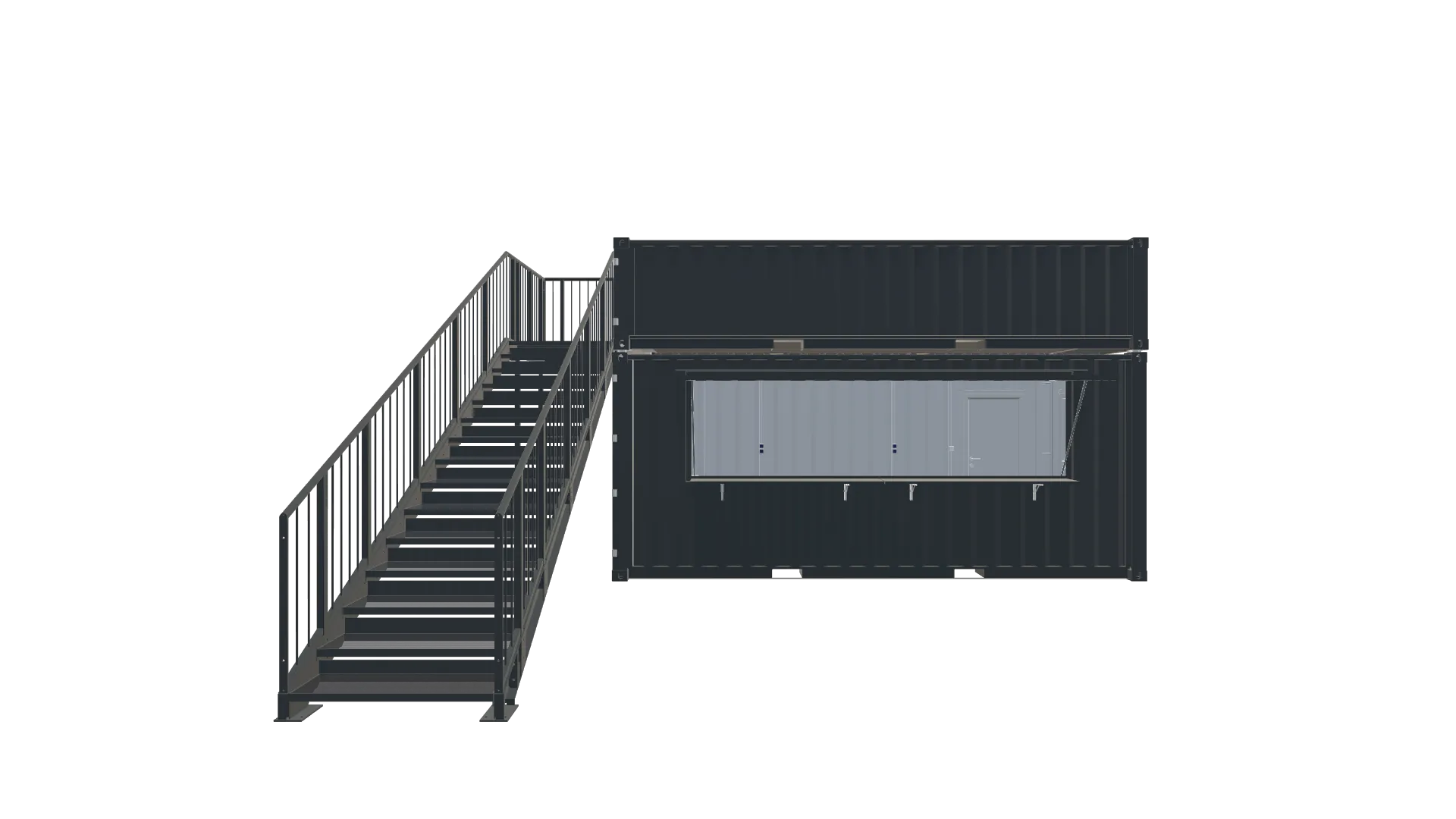 20 Fuß Kiosk Container mit Dachterrasse - Variante 2 Screenshot - Frontal 20 Fuß Kiosk Container mit Dachterrasse - Variante 2 Screenshot - Frontal
