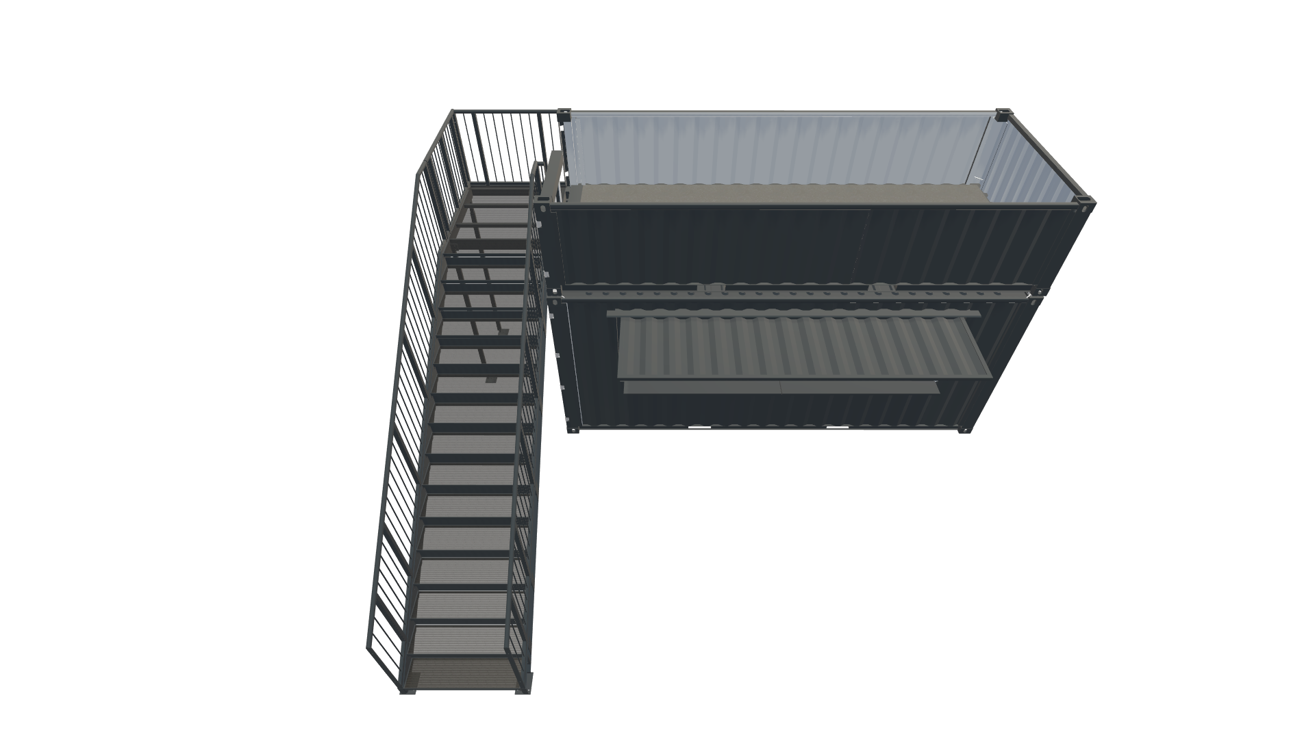 20 Fuß Kiosk Container mit Dachterrasse - Variante 2 Screenshot - Schräg Oben