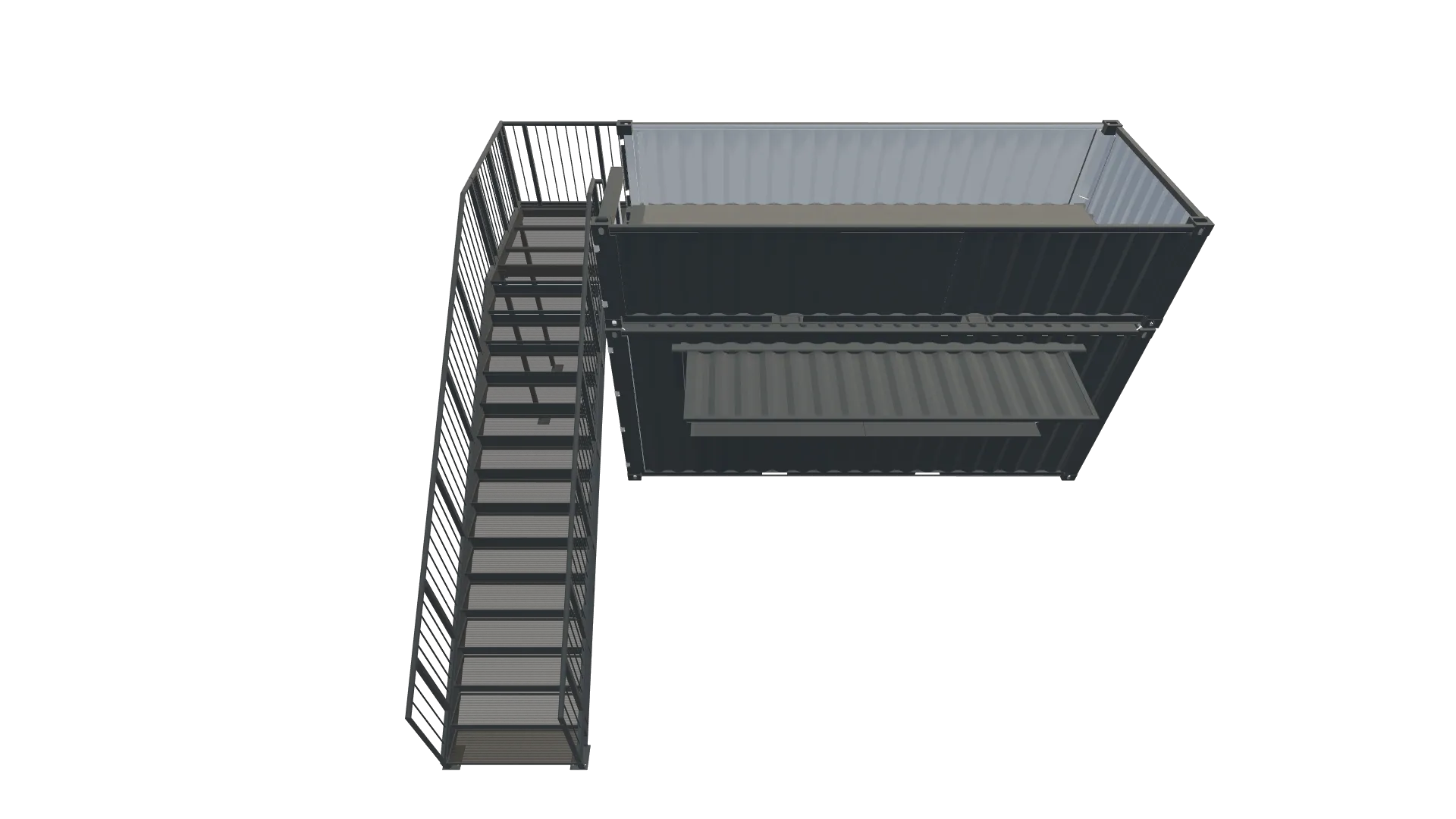 20 Fuß Kiosk Container mit Dachterrasse - Variante 2 Screenshot - Schräg Oben 20 Fuß Kiosk Container mit Dachterrasse - Variante 2 Screenshot - Schräg Oben