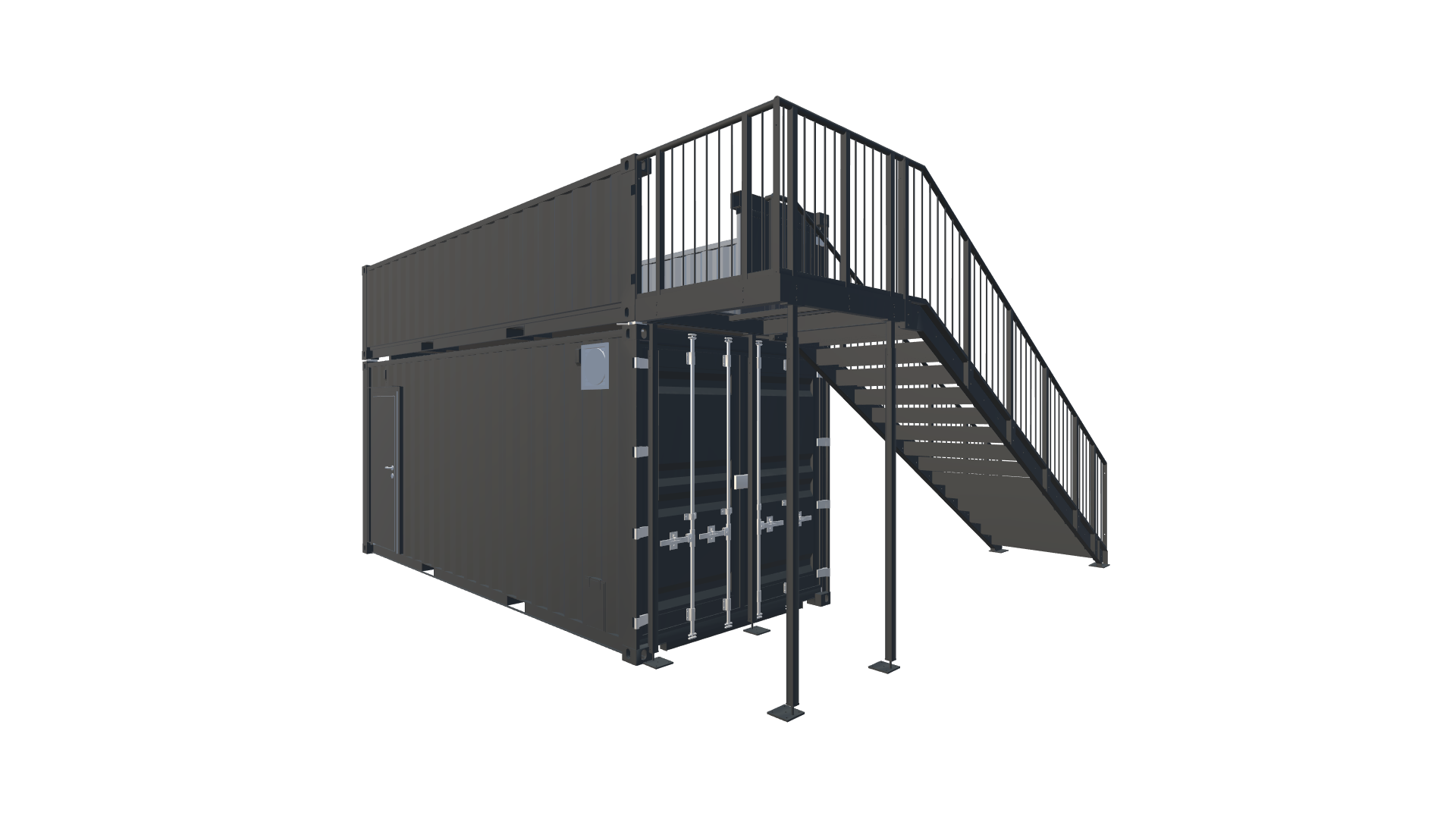 20 Fuß Kiosk Container mit Dachterrasse - Variante 2 Screenshot - Hinten Links