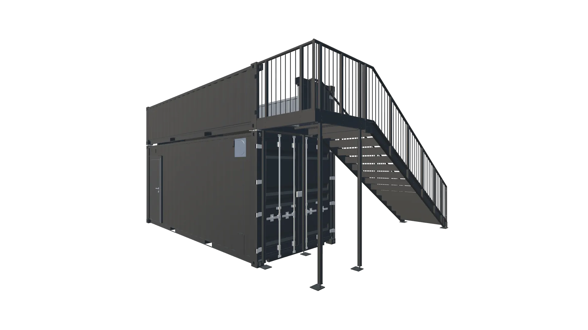 20 Fuß Kiosk Container mit Dachterrasse - Variante 2 Screenshot - Hinten Links 20 Fuß Kiosk Container mit Dachterrasse - Variante 2 Screenshot - Hinten Links