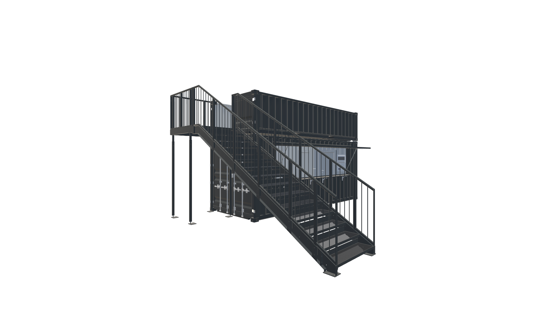 20 Fuß Kiosk Container mit Dachterrasse - Variante 2 Screenshot - Vorne Links