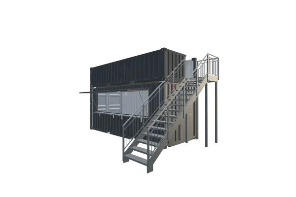 20 Fuß Kiosk-Container mit Dachterrasse - Foto Screenshot - Vorne Rechts